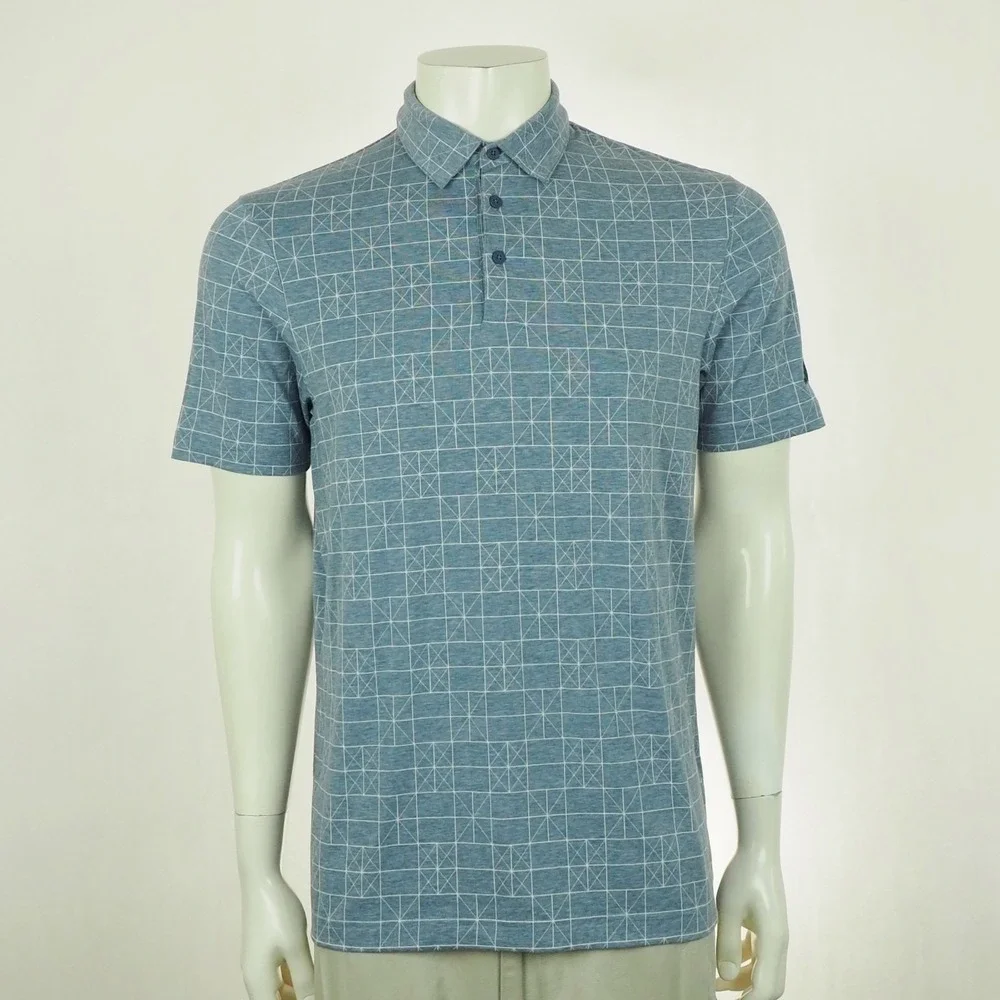 Adidas Golf Go-To Novelty Polo Shirt Mens Small Blue Preloved Ink AOP Printed